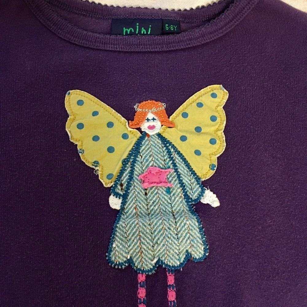 Vintage rare Mini Boden embroidered angel top